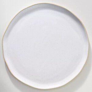 Anthropologie Glazed Ceramic Serving Platter – Round White Speckled New
